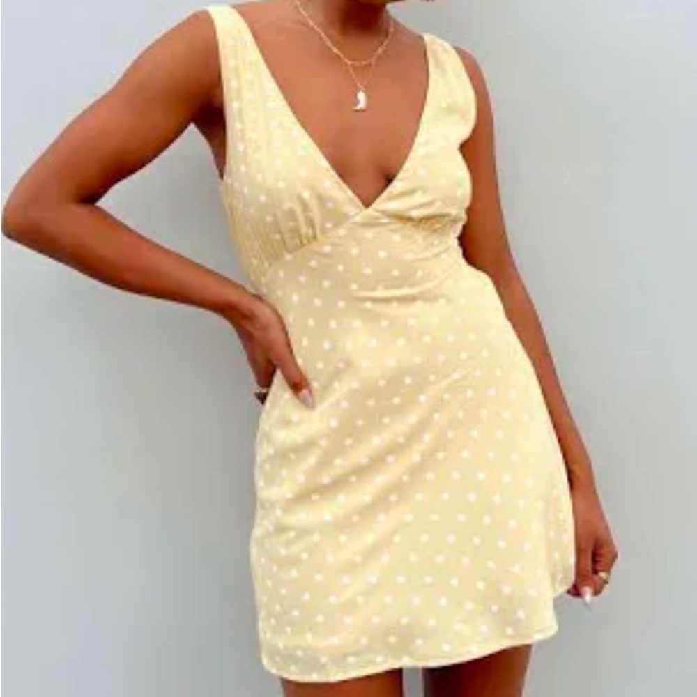 princess polly yellow polka dot dress